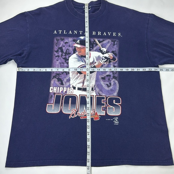 Atlanta Braves Chipper Jones Navy Blue MLB T. Measures as XXL. - Picture 4 of 6